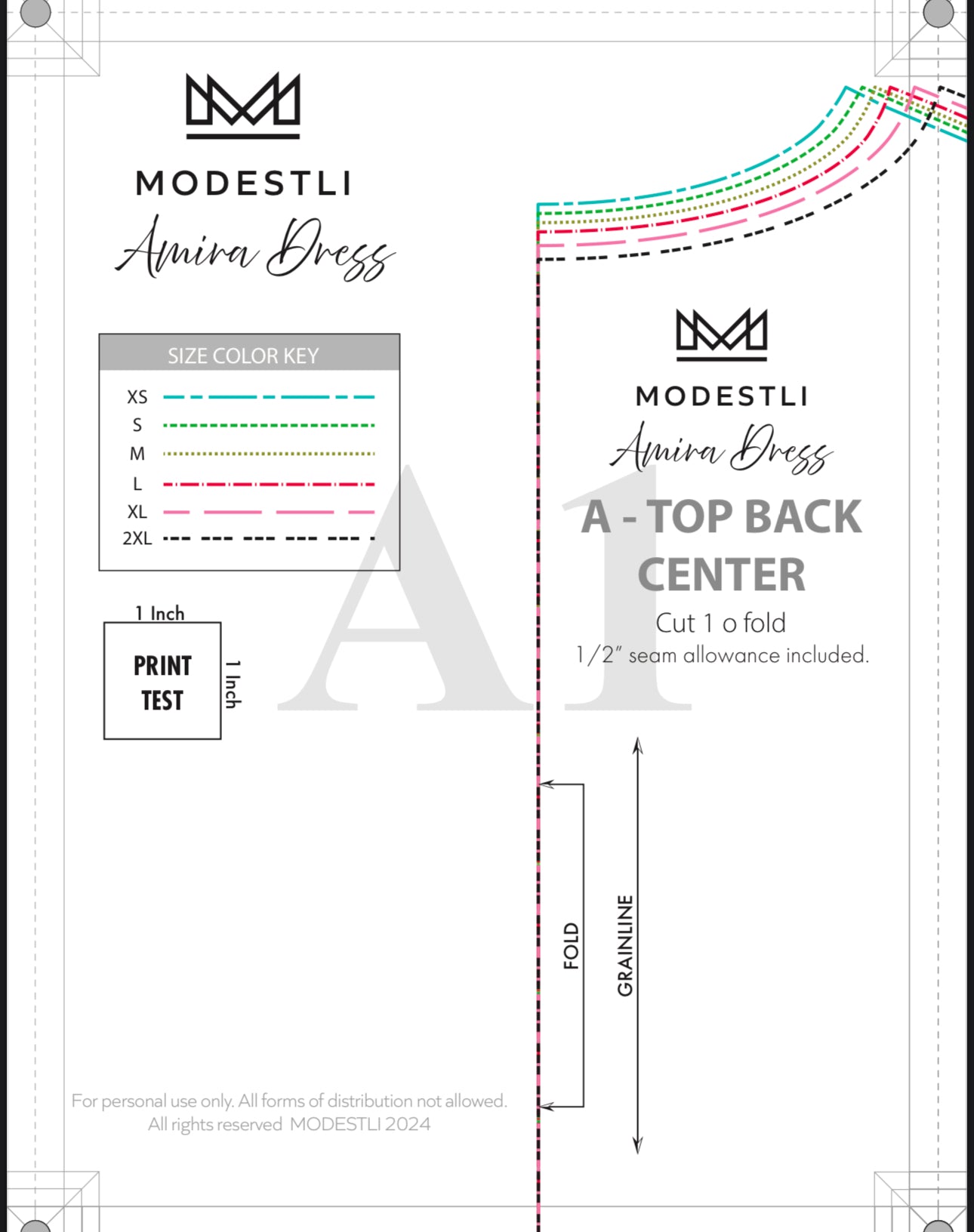 "AMIRA" A0 Sewing Pattern (PRINT ONLY-NO ASSEMBLY REQUIRED)