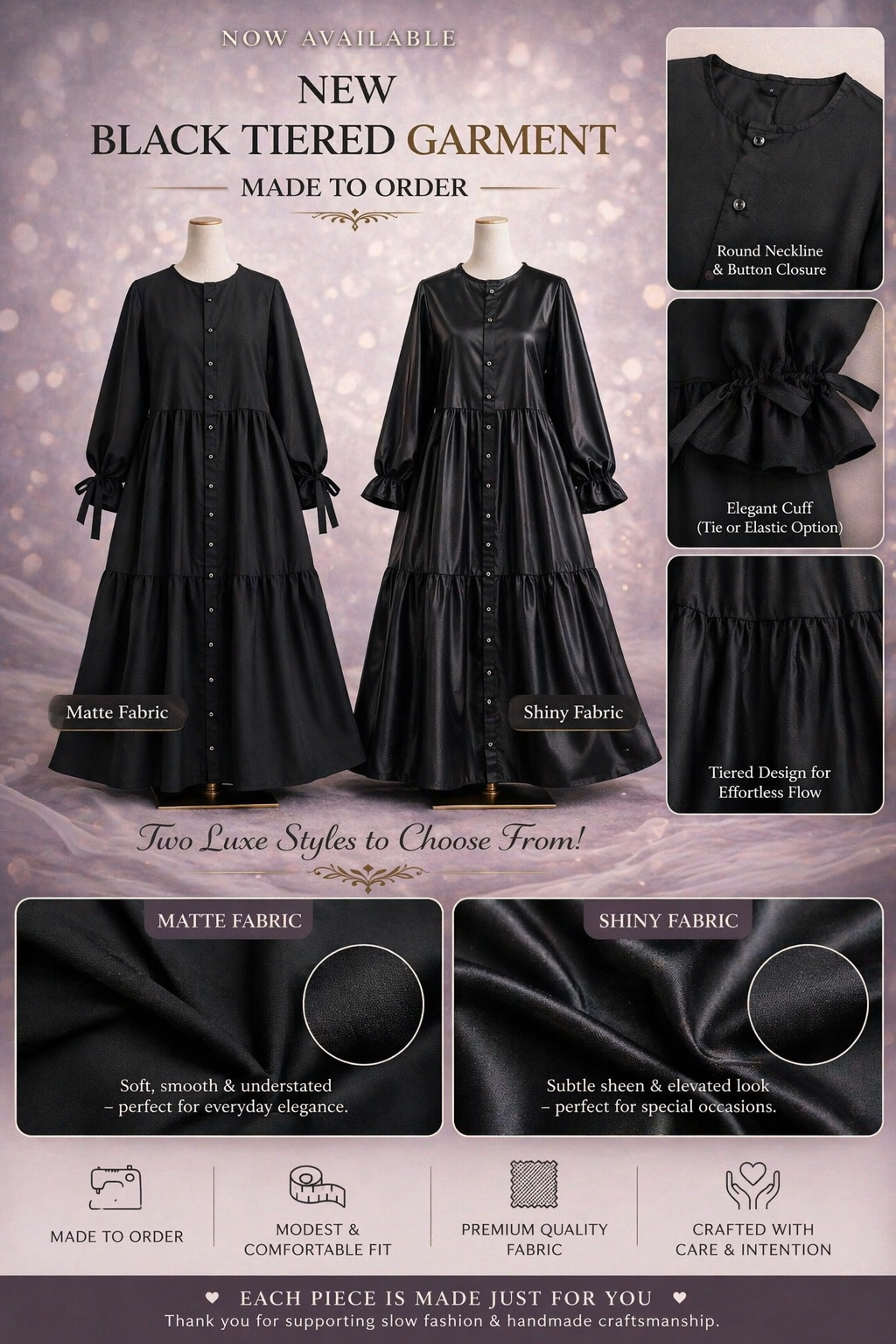 Black Tiered Garment – Made to Order
