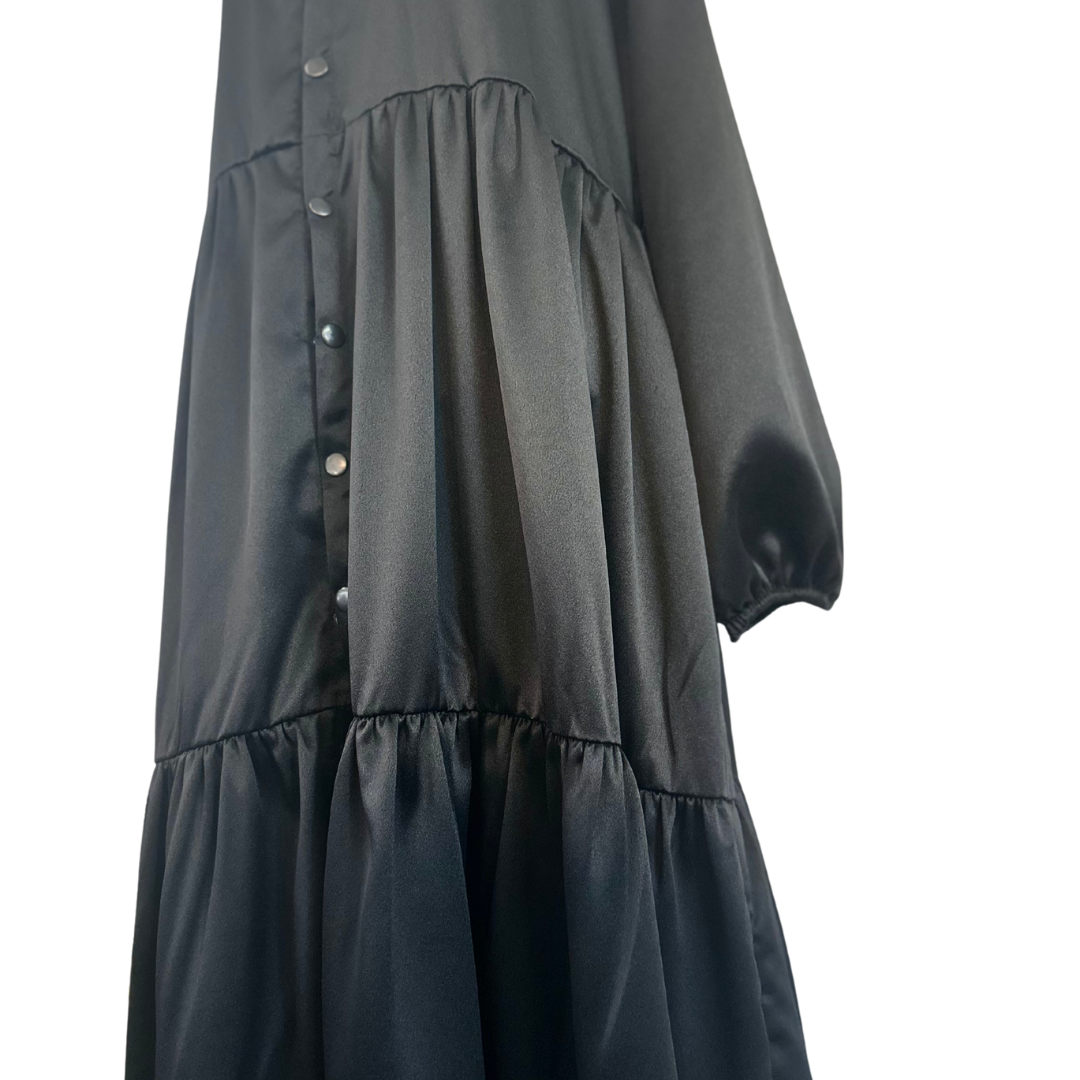 CREPE SATIN TIERED ABAYA