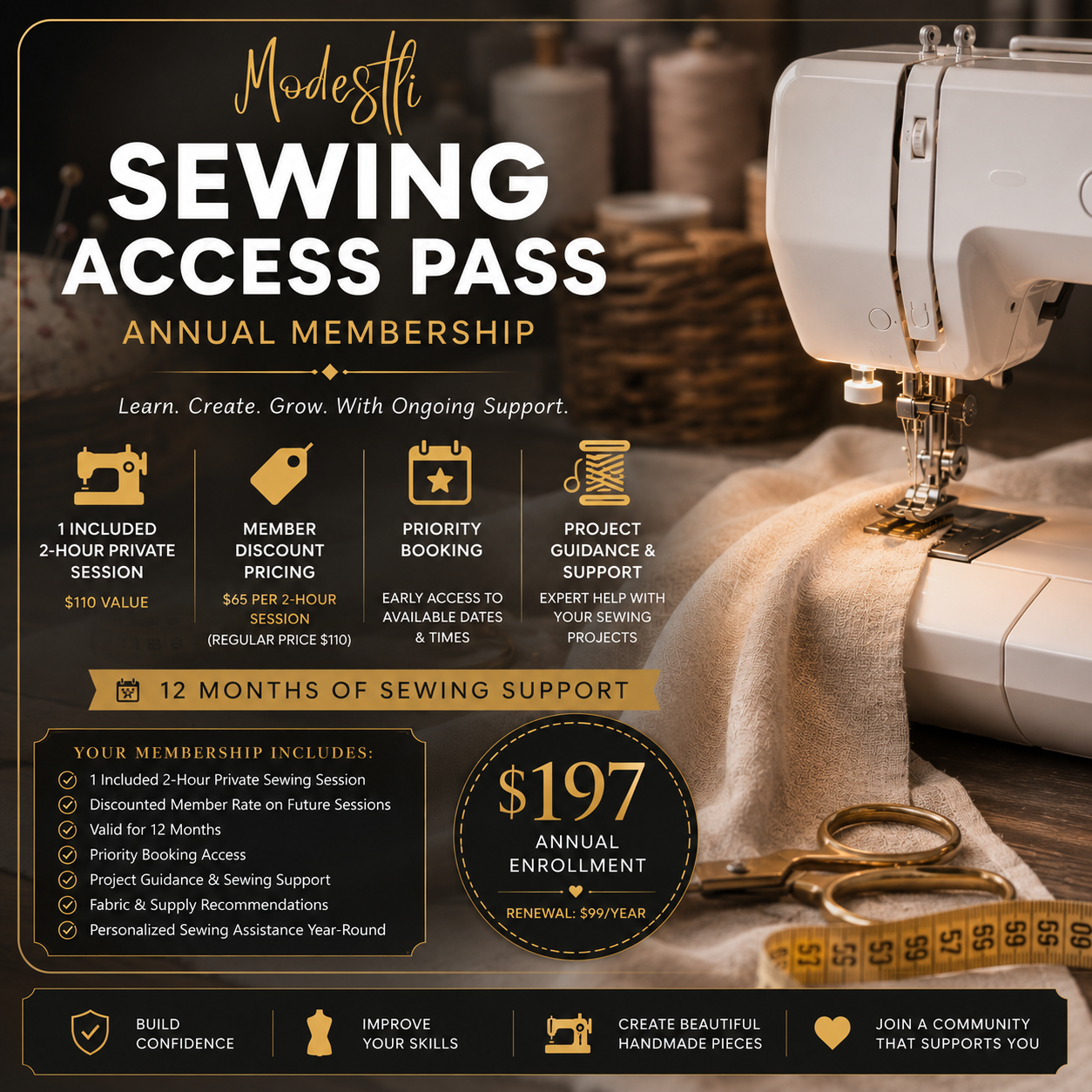Modestli Sewing Access Pass | Annual Membership
